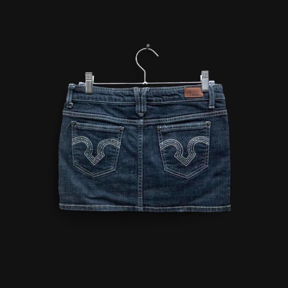 Y2K dark wash jean mini skirt